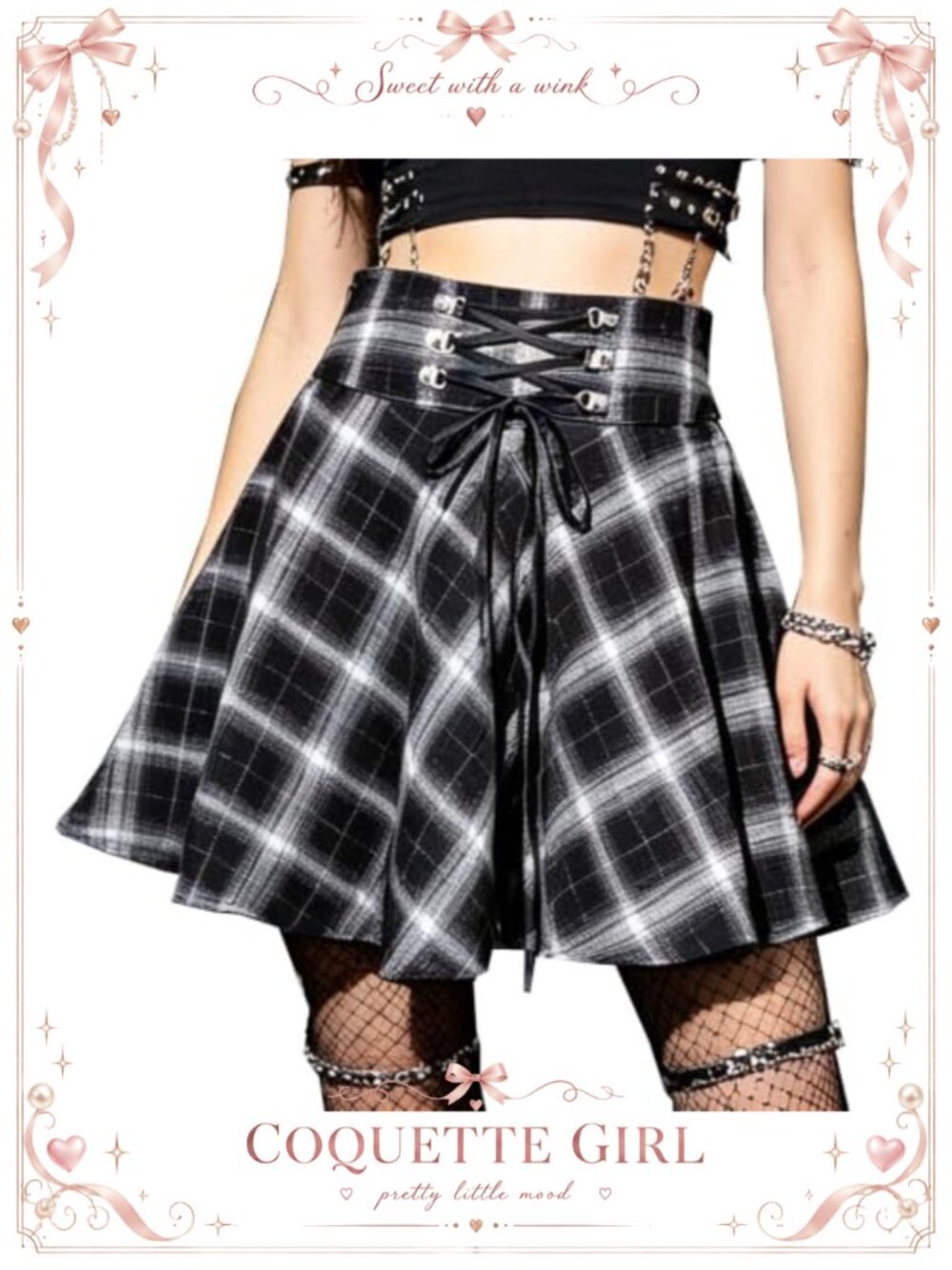 Women's Gothic Punk Plaid Pleated High Waisted A-line Mini Skirt